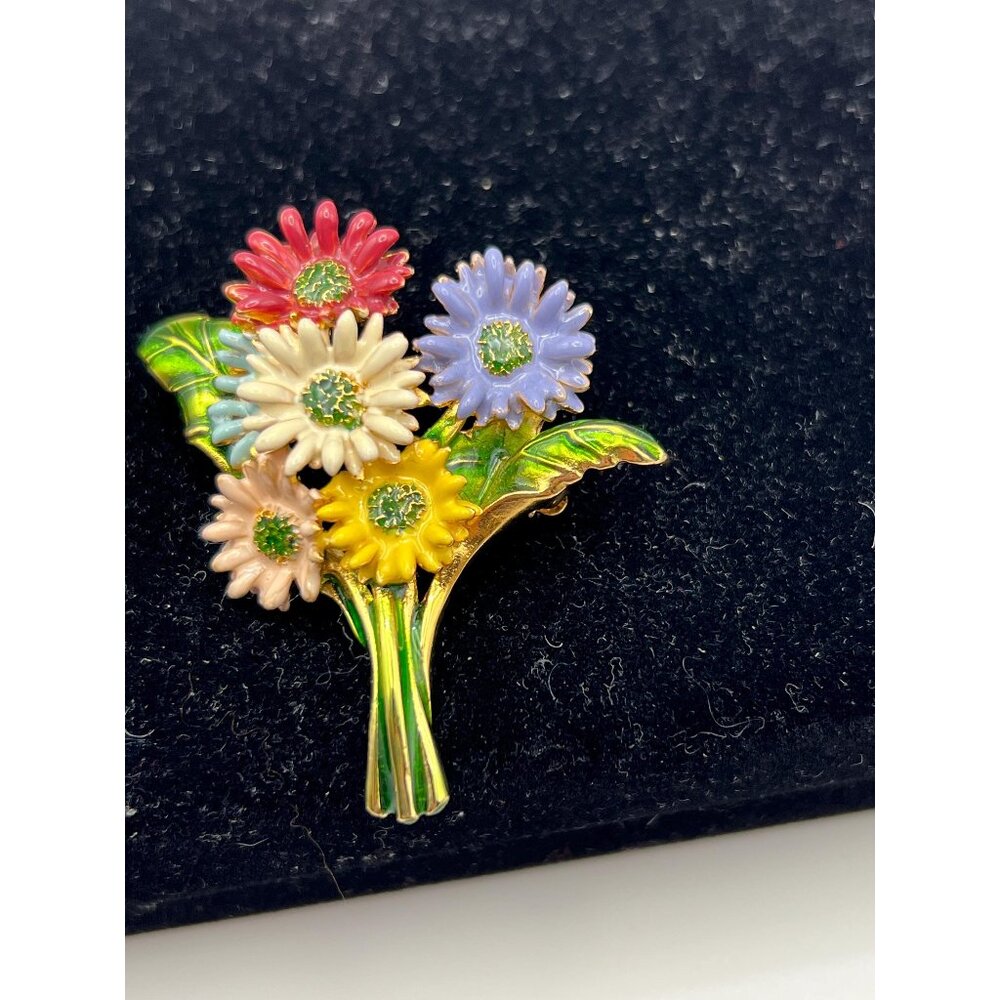 Vintage signed MFA Museum of Fine Arts Boston  flowers enamel multicolor